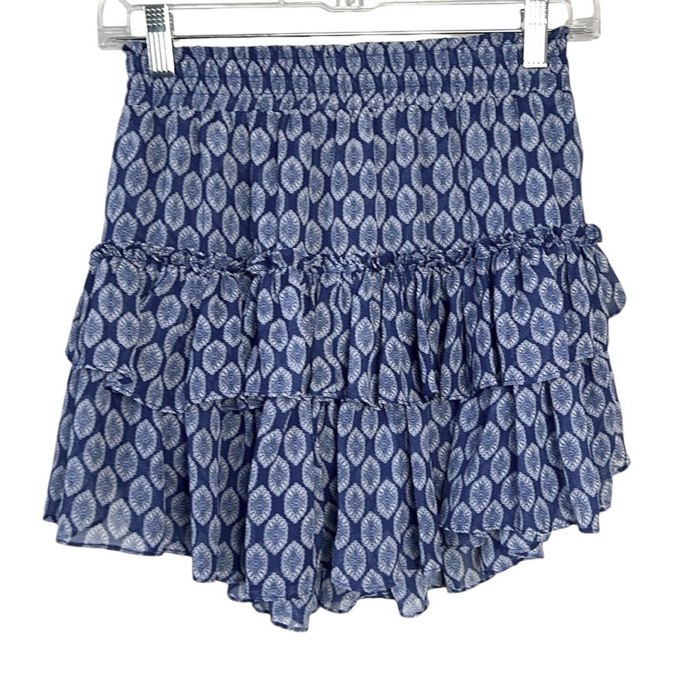 Misa Los Angeles Blue and White Mini Skirt